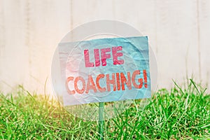 Text sign showing Life Coaching. Conceptual photo demonstrating employed to help showing attain their goals in career Plain empty