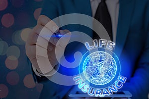 Text sign showing Life Insurance. Conceptual photo Payment of death benefit or injury Burial or medical claim Elements of this