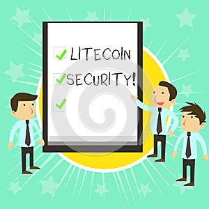 Text sign showing Litecoin Security. Conceptual photo peertopeer cryptocurrency and opensource software Business People