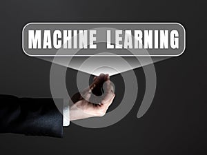Text sign showing Machine Learning. Concept meaning the concept that a computer can learn new data itself