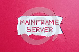 Text sign showing Mainframe Server. Business concept the inability to cause pregnancy in a fertile