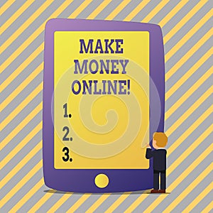 Text sign showing Make Money Online. Conceptual photo Business Ecommerce Ebusiness Innovation Web Technology.