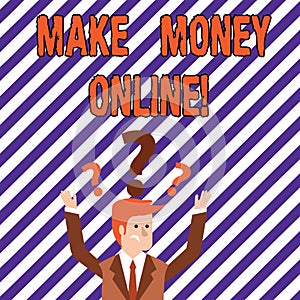 Text sign showing Make Money Online. Conceptual photo Business Ecommerce Ebusiness Innovation Web Technology.