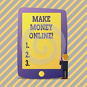 Text sign showing Make Money Online. Conceptual photo Business Ecommerce Ebusiness Innovation Web Technology. photo