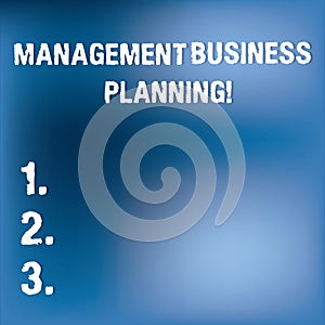 Text sign showing Management Business Planning. Conceptual photo Focusing on steps to make business succeed Blurry Light