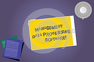 Text sign showing Management Data Processing Software. Conceptual photo System technological applications Tablet Empty