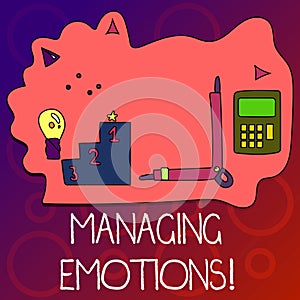 Text sign showing Managing Emotions. Conceptual photo ability be open to feelings and modulate them in oneself Set of