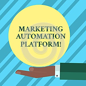 Text sign showing Marketing Automation Platform. Conceptual photo automate repetitive task related to marketing Hu