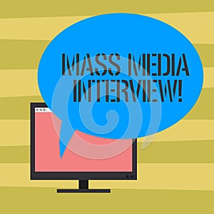 Text sign showing Mass Media Interview. Conceptual photo question and answers for the purpose of broadcast Mounted
