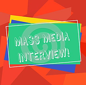 Text sign showing Mass Media Interview. Conceptual photo question and answers for the purpose of broadcast Pile of Blank