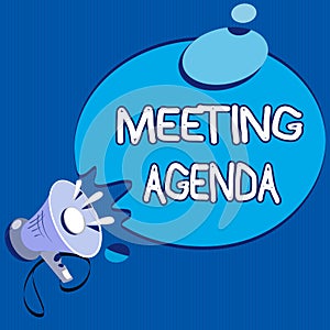 Text sign showing Meeting Agenda. Conceptual photo An agenda sets clear expectations for what needs to a meeting