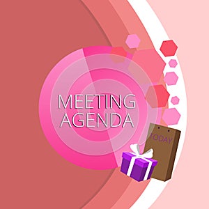 Text sign showing Meeting Agenda. Conceptual photo An agenda sets clear expectations for what needs to a meeting