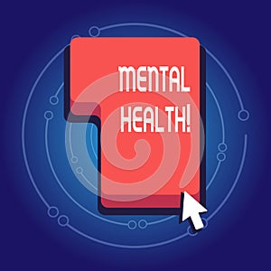 Text sign showing Mental Health. Conceptual photo demonstratings condition regard to their psychological well being