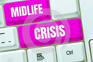 Text sign showing Midlife Crisis. Business showcase Software development technique Decomposing an application