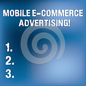 Text sign showing Mobile E Commerce Advertising. Conceptual photo use of mobile devices in marketing brand Blurry Light