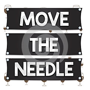 Text sign showing Move The Needle. Conceptual photo Make a noticeable difference in something do better Wooden panel