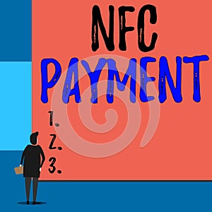 Text sign showing Nfc Payment. Conceptual photo contactless payment that use nearfield communication technology Back