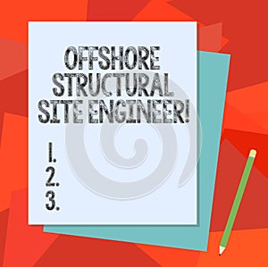 Text sign showing Offshore Structural Site Engineer. Conceptual photo Oil and gas industry engineering Stack of Blank Different