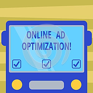 Text sign showing Online Ad Optimization. Conceptual photo Improving the perforanalysisce of a text PPC advertisement