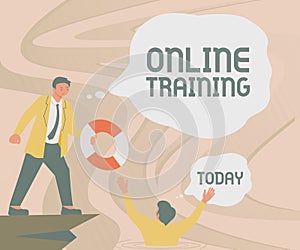 Text sign showing Online Training. Business idea Computer based training Distance or electronic learning