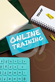 Text sign showing Online Training. Word for Computer based training Distance or electronic learning