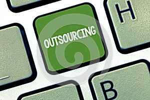 Text sign showing Outsourcing. Conceptual photo Obtain goods or service by contract from an outside supplier