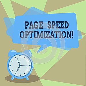 Text sign showing Page Speed Optimization. Conceptual photo Improve the speed of content loading in a webpage Blank