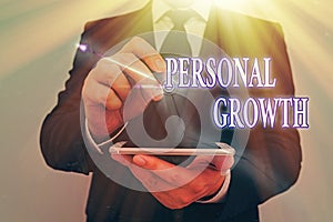 Text sign showing Personal Growth. Conceptual photo improve develop your skills qualities Learn new materials