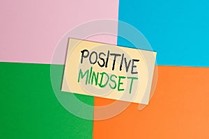 Text sign showing Positive Mindset. Conceptual photo mental attitude in wich you expect favorable results Office