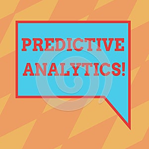 Text sign showing Predictive Analytics. Conceptual photo Method to forecast Perforanalysisce Statistical Analysis Blank