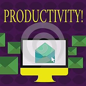 Text sign showing Productivity. Conceptual photo Effective work Great perforanalysisce Success. photo