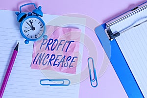 Text sign showing Profit Increase. Conceptual photo the growth in the amount of revenue gained from a business Paper