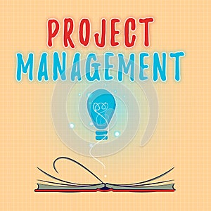 Text sign showing Project Management. Conceptual photo Application Process Skills to Achieve Objectives and Goal