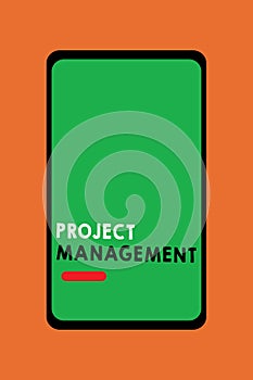 Text sign showing Project Management. Conceptual photo Application Process Skills to Achieve Objectives and Goal