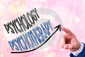 Text sign showing Psychology Psychotherapy. Conceptual photo use of a psychological method to treat mental illness