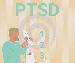 Text sign showing Ptsd. Concept meaning Post Traumatic Stress Disorder Mental Illness Trauma Fear Depression