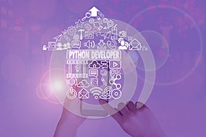 Text sign showing Python Developer. Conceptual photo responsible for writing serverside web application logic