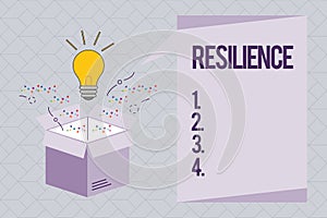 Text sign showing Resilience. Conceptual photo Capacity to recover quickly from difficulties Persistence