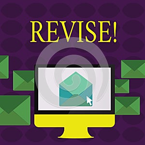 Text sign showing Revise. Conceptual photo Reconsider something to improve it Review.