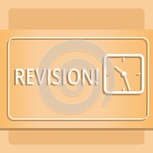 Text sign showing Revision. Conceptual photo Rechecking Before Proceeding Self Improvement Preparation Modern Design of
