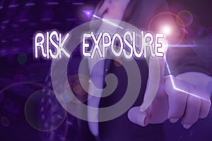 Text sign showing Risk Exposure. Conceptual photo the quantified potential loss that might occur in a business