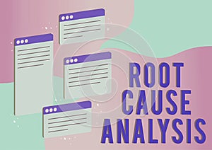 Text sign showing Root Cause Analysis. Word for Method of Problem Solving Identify Fault or Problem