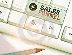 Text sign showing Sales Funnel. Conceptual photo process through which a company ells its products to buyers