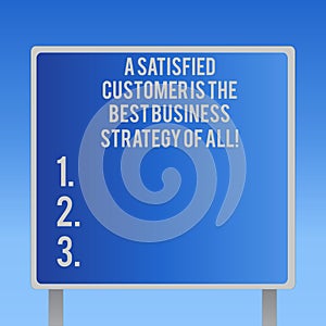 Text sign showing A Satisfied Customer Is The Best Business Strategy Of All. Conceptual photo Good Service Blank Square