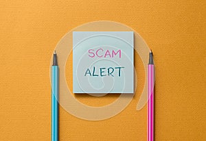 Text sign showing Scam Alert. Conceptual photo unsolicited email that claims the prospect of a bargain Front view blank