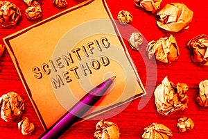 Text sign showing Scientific Method. Conceptual photo Principles Procedures for the logical hunt of knowledge