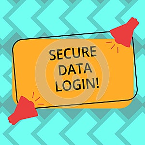Text sign showing Secure Data Login. Conceptual photo set of credentials used to authenticate user use service Two