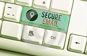 Text sign showing Secure Email. Conceptual photo protect the email content from being read by unwanted entities White pc