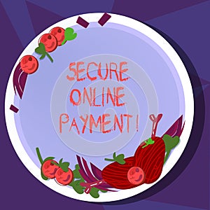 Text sign showing Secure Online Payment. Conceptual photo Protected online system of paying goods and services Hand