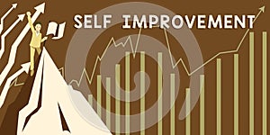 Text sign showing Self Improvement. Concept meaning process of making yourself a better or more knowledgable photo